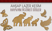 Hayvan Figürlü Lazer Kesim Süsler