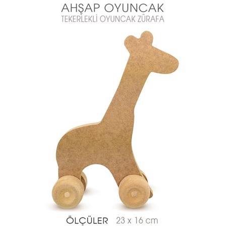 Ahşap Oyuncak Tekerlekli Zürafa (23x16 cm)