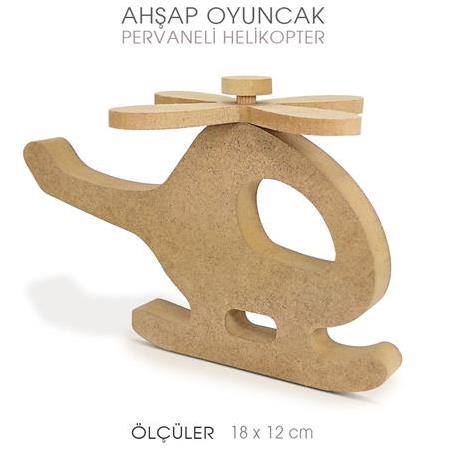 Ahşap Pervaneli Oyuncak Helikopter (18x12 cm) Büyük Boy