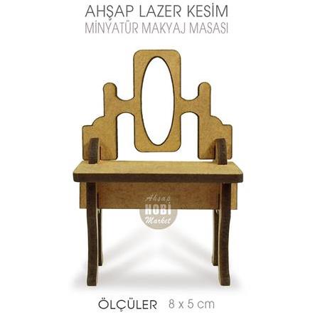 Minyatür Makyaj Masası (8x5 cm) Ahşap Lazer Kesim