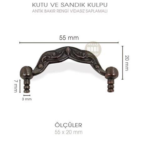 Sarkaç Sandık Kulpu Vidasız Saplamalı (55x20 mm) Antik Eskitme