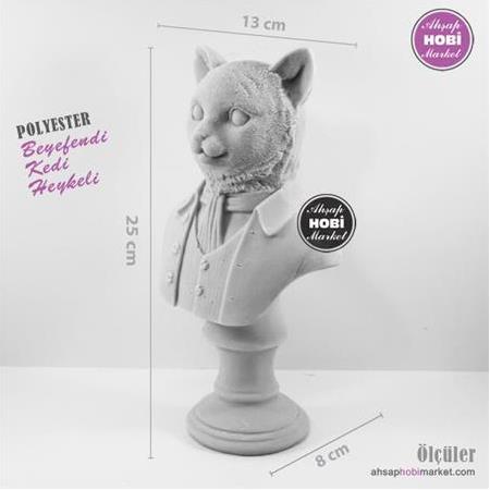 Beyefendi Kedi Biblo Heykeli (25x13 cm) Ham Polyester