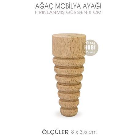 Ağaç Torna Mobilya ve Sunumluk Ayağı (8x3,5 cm) Doğal Ahşap