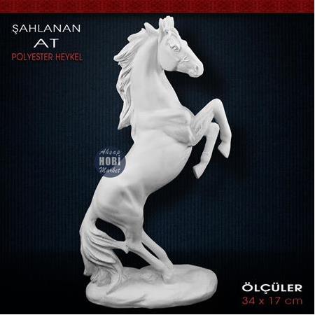 Şahlanan At Biblo Heykeli (34x17 cm) Ham Polyester