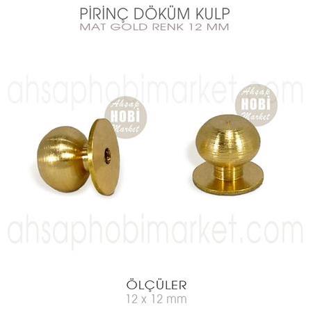 Pirinç Metal Top Düğme Kulp Mat Gold (12x12mm)