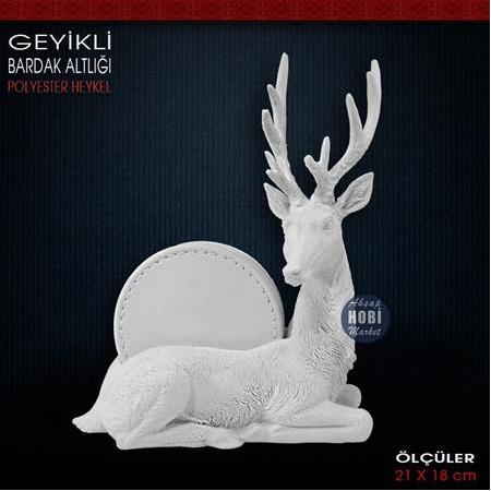 Geyikli Bardak Altlığı (21x18cm) Ham Polyester