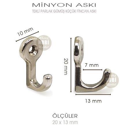 Tekli Minyon Küçük Fincan Askısı (20x13 mm) P Gümüş