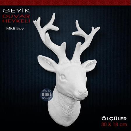 Geyik Duvar Heykeli Midi Boy (30x18 cm) Ham Polyester