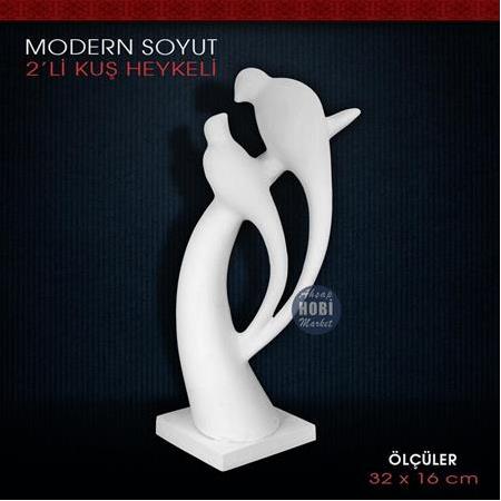 Modern Soyut Kuşlar Heykel Biblo (32X16 cm) Ham Polyester