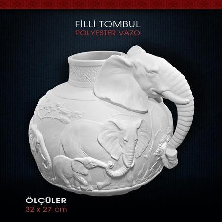 Polyester Fil Figürlü Tombul Vazo Saksı (32x27cm)