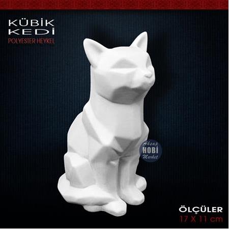 Kübik Kedi Biblo Heykel (17x11 cm) Ham Polyester