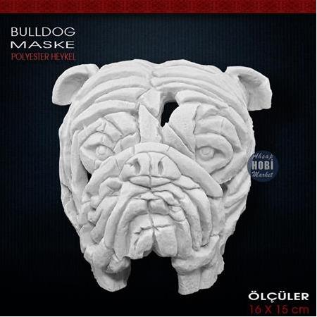 Bulldog Maske Biblo Heykeli (16x15 cm) Ham Polyester