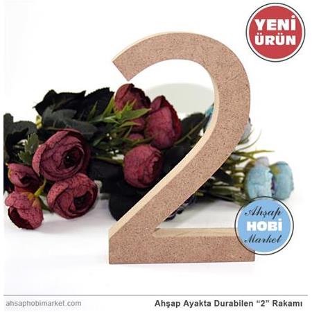 Ahşap Ayakta Duran 2 Rakamı - 15cm