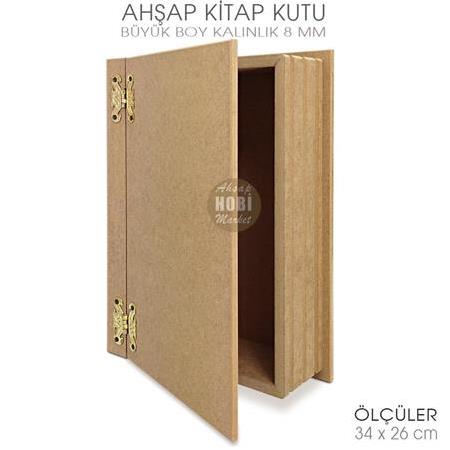 Kitap Kutu Büyük Boy (34x26 cm) Ham Ahşap