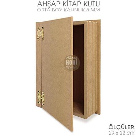 Kitap Kutu Orta Boy (29x22 cm) Ham Ahşap