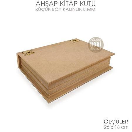 Kitap Kutu Küçük Boy (26x18 cm) Ham Ahşap