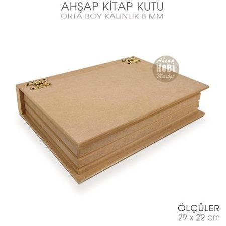 Kitap Kutu Orta Boy (29x22 cm) Ham Ahşap