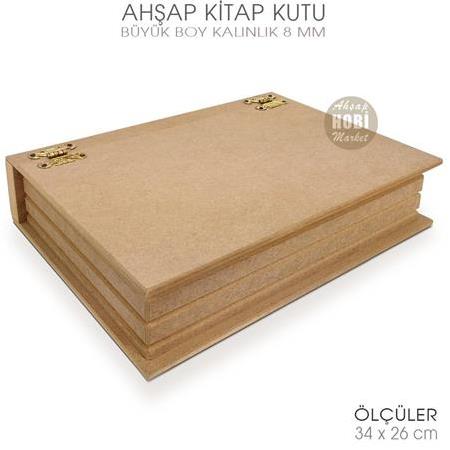 Kitap Kutu Büyük Boy (34x26 cm) Ham Ahşap