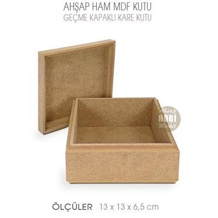 Ahşap Geçme Kapaklı Kare Kutu (13X13cm)