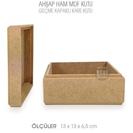 Ahşap Geçme Kapaklı Kare Kutu (13X13cm)