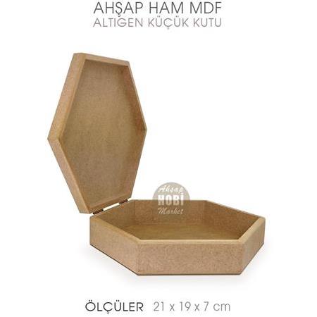 Ahşap Altıgen Kutu Küçük Boy (21x19x7 cm) Ham Boyanabilir