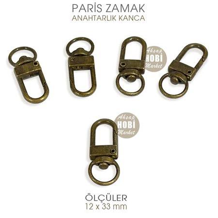 Paris Zamak Kanca Antik (12x33 mm) Anahtarlık Kancası