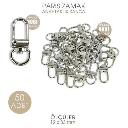 Toptan Paris Zamak Kanca Gümüş (12x33 mm) 50 Adet