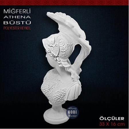 Miğferli Athena Büstü Heykeli (33x16 cm) Ham Polyester