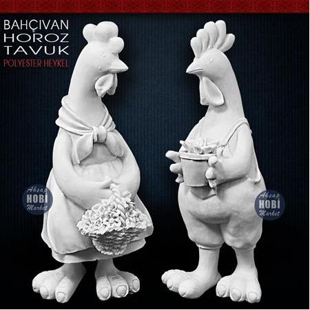 Bahçıvan Horoz Biblo Heykeli (31x14 cm) Ham Polyester