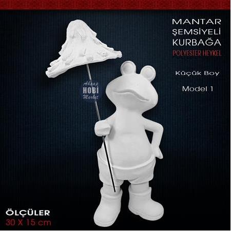 Mantar Şemsiyeli Kurbağa Küçük Model 1 (30x15 cm) Ham Polyester