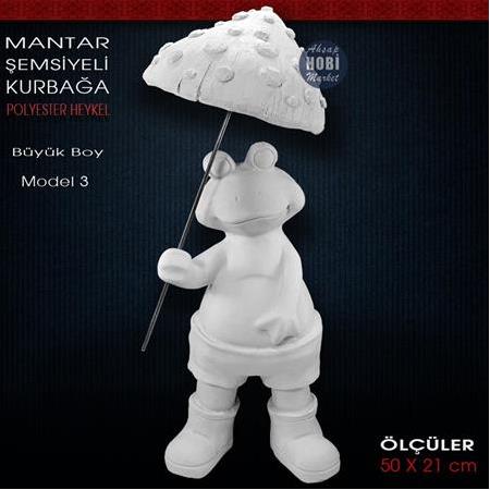 Mantar Şemsiyeli Kurbağa Büyük Model 3 (50x21 cm) Ham Polyester