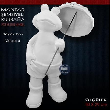 Mantar Şemsiyeli Kurbağa Büyük Model 4 (50x29 cm) Ham Polyester