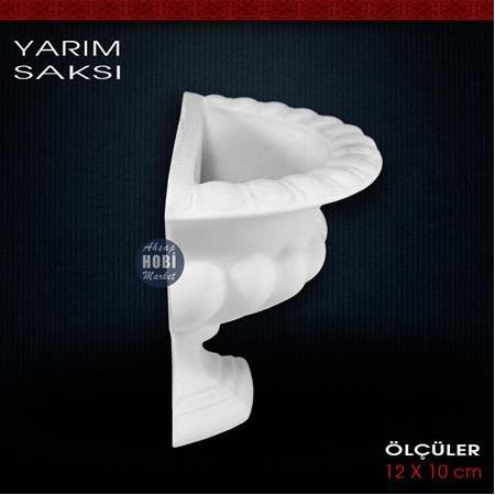 Geniş Yarım Saksı (12x10 cm) Ham Polyester