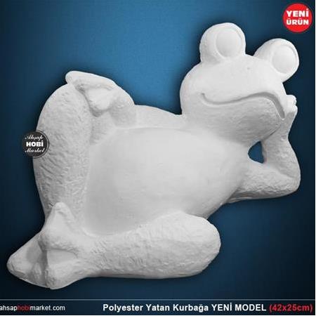 Polyester Yatan Kurbağa Heykeli YENİ (42x25cm)