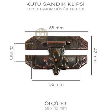 Toptan Kutu ve Sandık Klipsi No 5A Oksit Bakır (68x42 mm) 50 Adet Büyük Boy