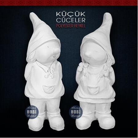 Küçük Kız Cüce Heykeli (25x9 cm) Ham Polyester