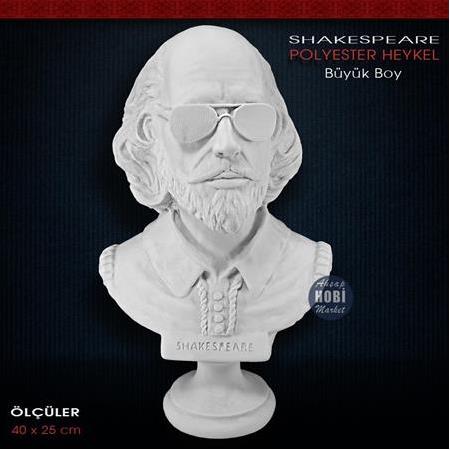 Polyester Shakespeare Heykeli Büyük Boy (40x25cm) Ham Polyester