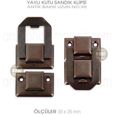 Yaylı Kutu ve Sandık Klipsi Uzun (35x25 mm) Antik Bakır