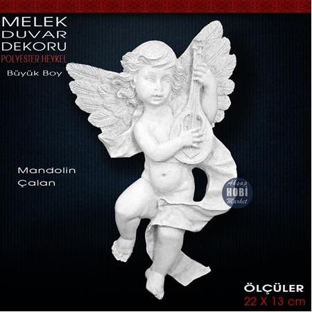 Melek Duvar Dekoru Büyük Boy (22x13 cm) Ham Polyester Müzisyen